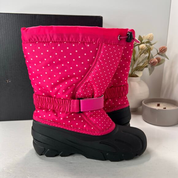 Sorel Flurry Print Adjustable Polka Dots Boots Fuchsia Fizz NC3503-650 Girl's 5 - Picture 6 of 10